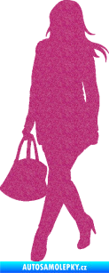 Samolepka Žena na nákupu 005 levá Ultra Metalic růžová