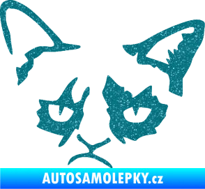 Samolepka Grumpy cat 001 levá Ultra Metalic tyrkysová