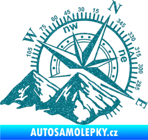 Samolepka Kompas 002 pravá hory Ultra Metalic tyrkysová