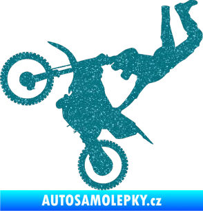 Samolepka Motorka 008 levá motokros freestyle Ultra Metalic tyrkysová