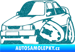 Samolepka Škoda 130 karikatura levá Ultra Metalic tyrkysová
