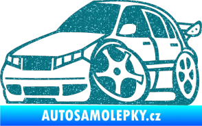 Samolepka Škoda Fabia 001 karikatura levá Ultra Metalic tyrkysová