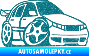Samolepka Škoda Fabia 001 karikatura pravá Ultra Metalic tyrkysová