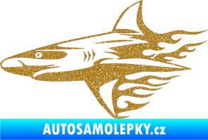 Samolepka Animal flames 031 levá žralok Ultra Metalic zlatá