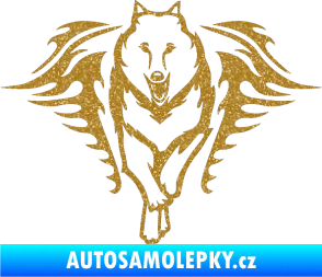 Samolepka Animal flames 039 levá  vlk Ultra Metalic zlatá