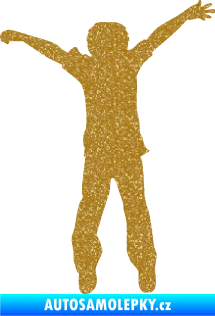 Samolepka Děti silueta 008 pravá kluk skáče Ultra Metalic zlatá