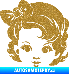 Samolepka Dítě v autě 110 levá holčička s mašlí Ultra Metalic zlatá