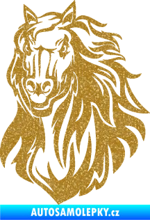 Samolepka Kůň 067 levá hlava s hřívou Ultra Metalic zlatá