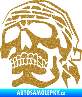 Samolepka Lebka pirát levá Ultra Metalic zlatá