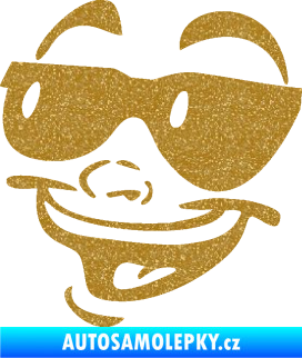 Samolepka Obličej 005 levá veselý s brýlemi Ultra Metalic zlatá