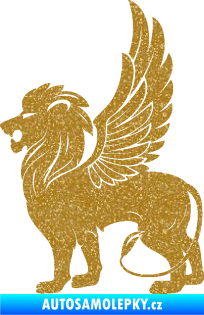 Samolepka Okřídlený lev 001 levá mytické zvíře Ultra Metalic zlatá