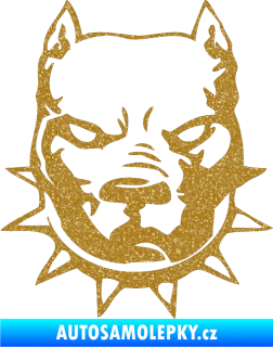 Samolepka Pitbull hlava 002 levá Ultra Metalic zlatá