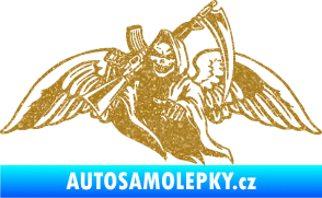 Samolepka Smrtka 016 levá s křídly a kosou Ultra Metalic zlatá