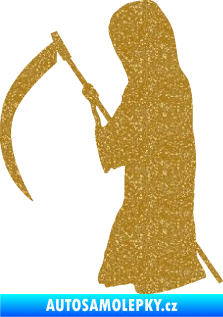 Samolepka Smrtka silueta s kosou levá Ultra Metalic zlatá