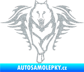 Samolepka Animal flames 039 levá  vlk Ultra Metalic stříbrná metalíza