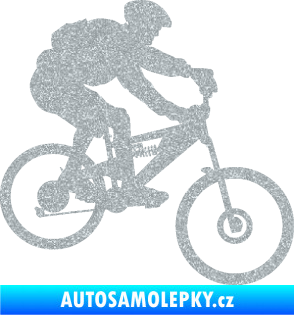 Samolepka Cyklista 009 pravá horské kolo Ultra Metalic stříbrná metalíza