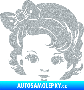 Samolepka Dítě v autě 110 levá holčička s mašlí Ultra Metalic stříbrná metalíza