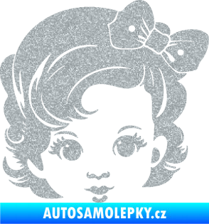 Samolepka Dítě v autě 110 pravá holčička s mašlí Ultra Metalic stříbrná metalíza