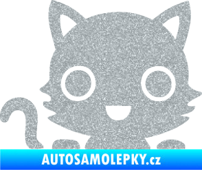 Samolepka Kočka 014 levá kočka v autě Ultra Metalic stříbrná metalíza