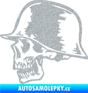 Samolepka Lebka s helmou levá Ultra Metalic stříbrná metalíza