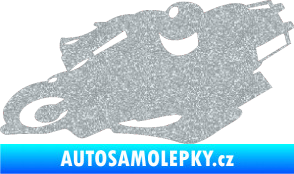 Samolepka Motorka 007 levá silniční motorky Ultra Metalic stříbrná metalíza