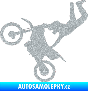 Samolepka Motorka 008 levá motokros freestyle Ultra Metalic stříbrná metalíza