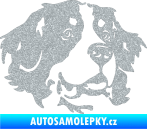 Samolepka Pes 131 pravá bernský salašnický pes Ultra Metalic stříbrná metalíza