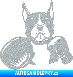 Samolepka Pes 183 levá boxer Ultra Metalic stříbrná metalíza