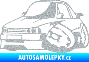Samolepka Škoda 120 karikatura levá Ultra Metalic stříbrná metalíza