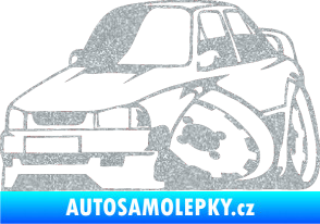 Samolepka Škoda 130 karikatura levá Ultra Metalic stříbrná metalíza