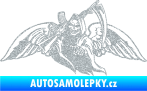 Samolepka Smrtka 016 levá s křídly a kosou Ultra Metalic stříbrná metalíza