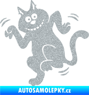 Samolepka Veselá kočka levá Ultra Metalic stříbrná metalíza