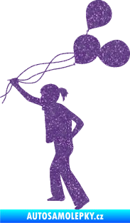 Samolepka Děti silueta 006 levá holka s balónky Ultra Metalic fialová