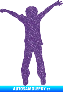 Samolepka Děti silueta 008 pravá kluk skáče Ultra Metalic fialová