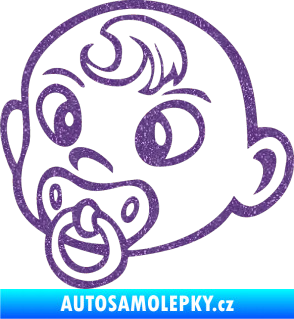 Samolepka Dítě v autě 004 levá miminko s dudlíkem hlavička Ultra Metalic fialová