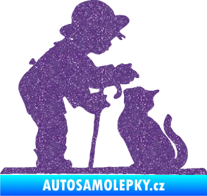 Samolepka Interiér 002 levá dítě s kočičkou Ultra Metalic fialová
