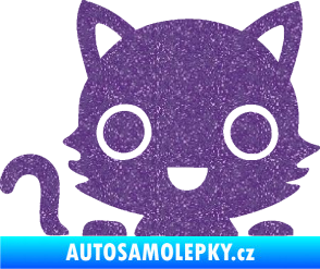Samolepka Kočka 014 levá kočka v autě Ultra Metalic fialová