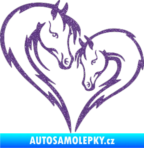 Samolepka Koníci 002 - levá srdíčko kůň s hříbátkem Ultra Metalic fialová