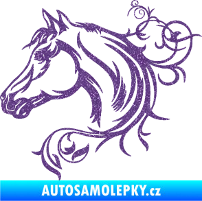 Samolepka Kůň 061 levá hlava s květinou Ultra Metalic fialová