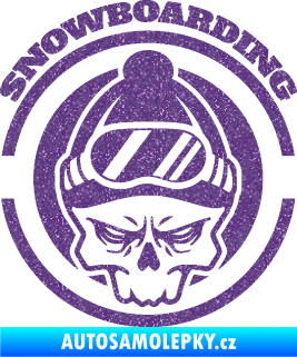 Samolepka Lebka snowboarding Ultra Metalic fialová