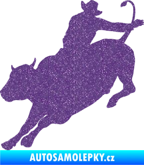 Samolepka Rodeo 001 levá  kovboj s býkem Ultra Metalic fialová