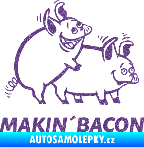 Samolepka Veselá prasátka makin bacon pravá Ultra Metalic fialová