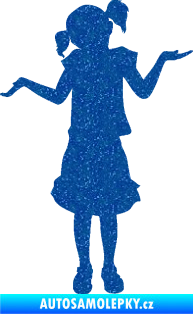 Samolepka Děti silueta 001 levá holčička krčí rameny Ultra Metalic modrá