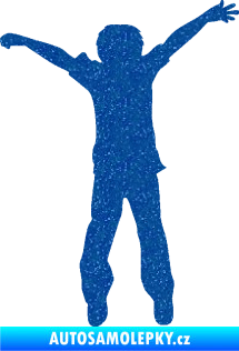 Samolepka Děti silueta 008 pravá kluk skáče Ultra Metalic modrá