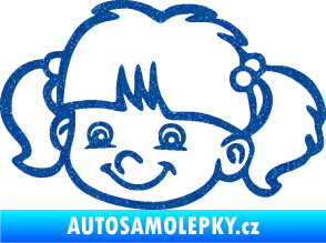 Samolepka Dítě v autě 035 levá holka hlavička Ultra Metalic modrá