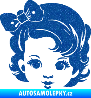 Samolepka Dítě v autě 110 levá holčička s mašlí Ultra Metalic modrá
