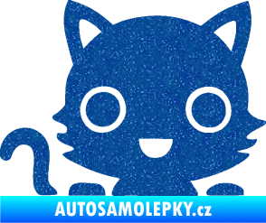 Samolepka Kočka 014 levá kočka v autě Ultra Metalic modrá