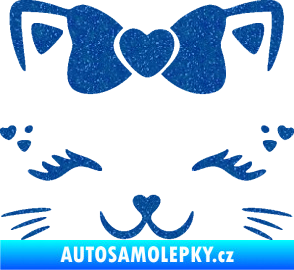 Samolepka Kočka 039 s mašličkou Ultra Metalic modrá