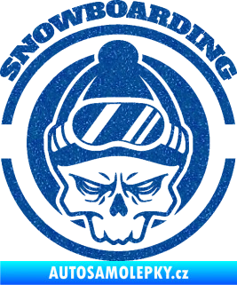 Samolepka Lebka snowboarding Ultra Metalic modrá