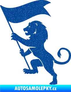 Samolepka Lev heraldika 005 levá s praporem Ultra Metalic modrá